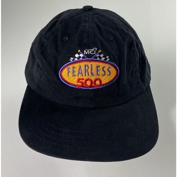 Vintage MCI Fearless 500 Adjustable Strap Cap Hat Black Racing Hot Wheels - Picture 1 of 6